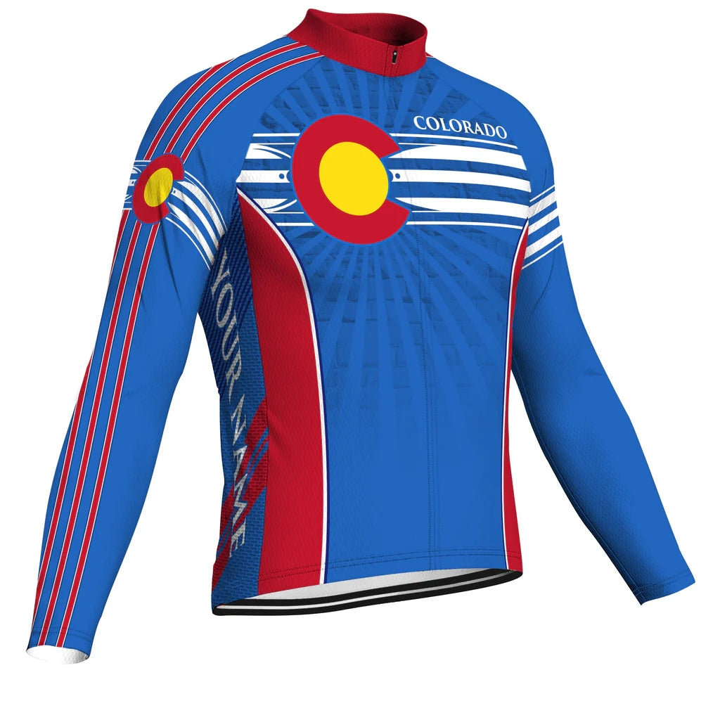 Customized Colorado Men's Winter Thermal Fleece Cycling Jersey Long Sleeve