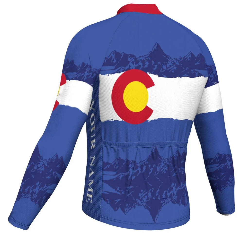 Customized Colorado Men's Winter Thermal Fleece Cycling Jersey Long Sleeve