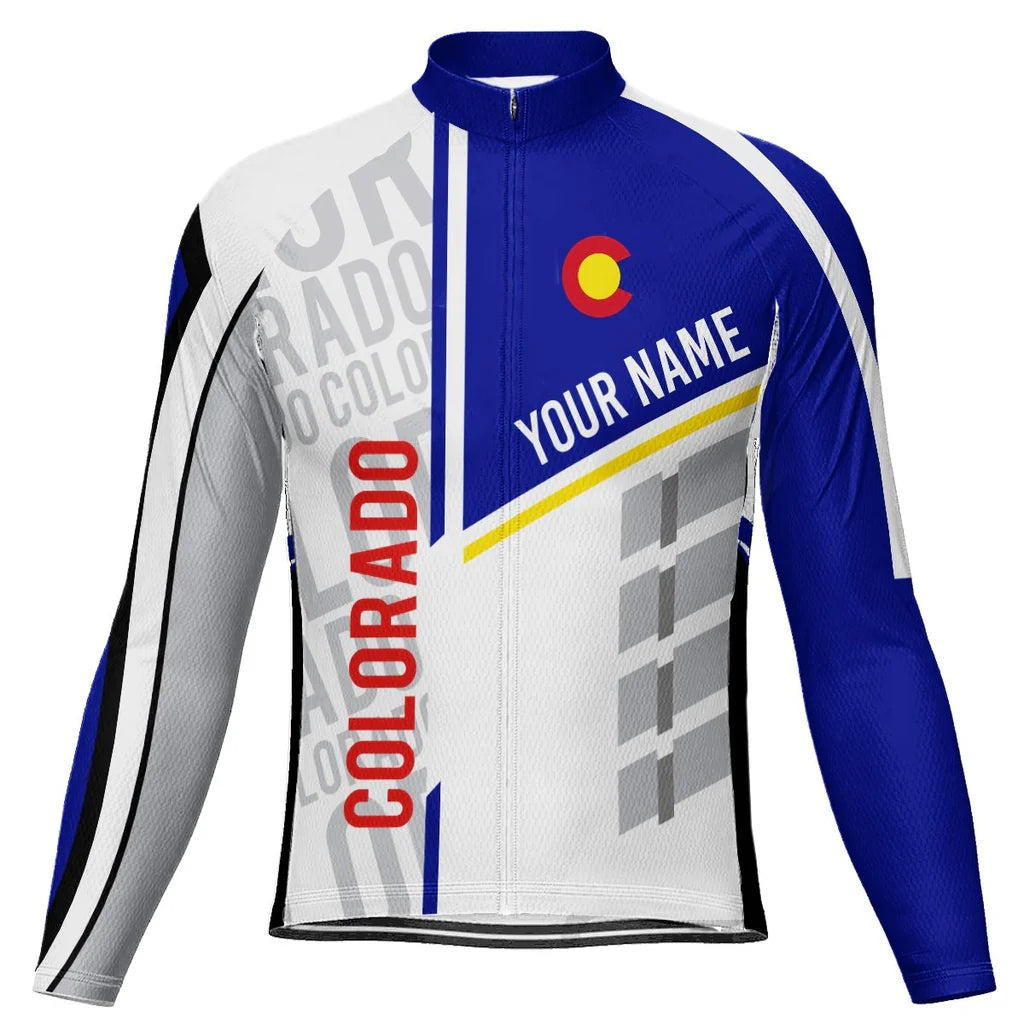 Customized Colorado Men's Winter Thermal Fleece Cycling Jersey Long Sleeve