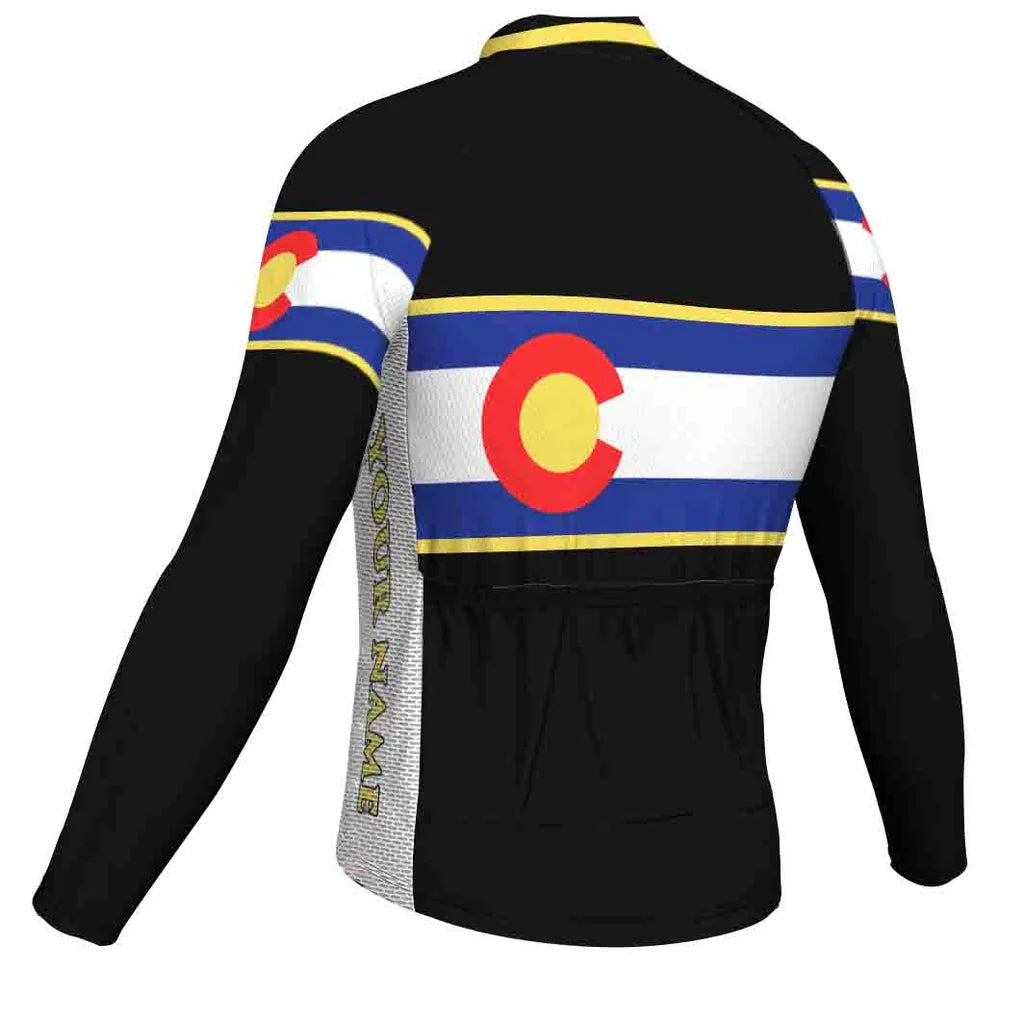 Customized Colorado Men's Winter Thermal Fleece Cycling Jersey Long Sleeve