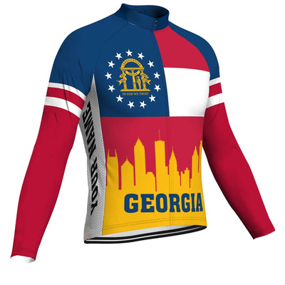 Customized Georgia Men's Winter Thermal Fleece Cycling Jersey Long Sleeve
