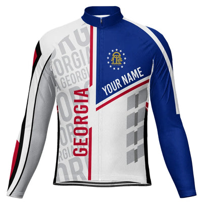 Customized Georgia Men's Winter Thermal Fleece Cycling Jersey Long Sleeve