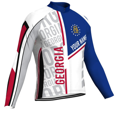 Customized Georgia Men's Winter Thermal Fleece Cycling Jersey Long Sleeve