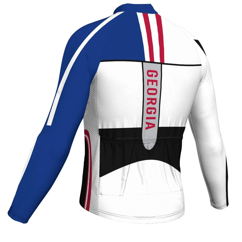 Customized Georgia Men's Winter Thermal Fleece Cycling Jersey Long Sleeve
