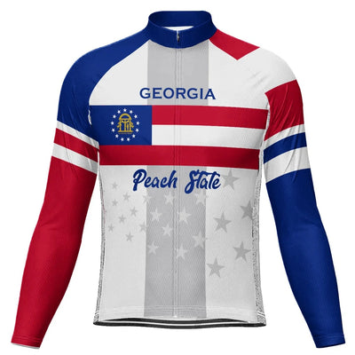 Customized Georgia Men's Winter Thermal Fleece Cycling Jersey Long Sleeve