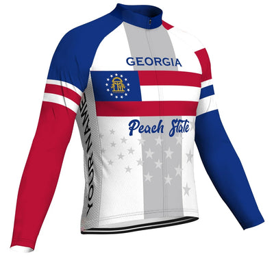 Customized Georgia Men's Winter Thermal Fleece Cycling Jersey Long Sleeve
