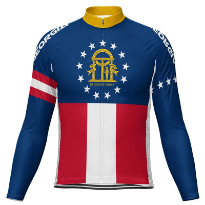 Customized Georgia Men's Winter Thermal Fleece Cycling Jersey Long Sleeve