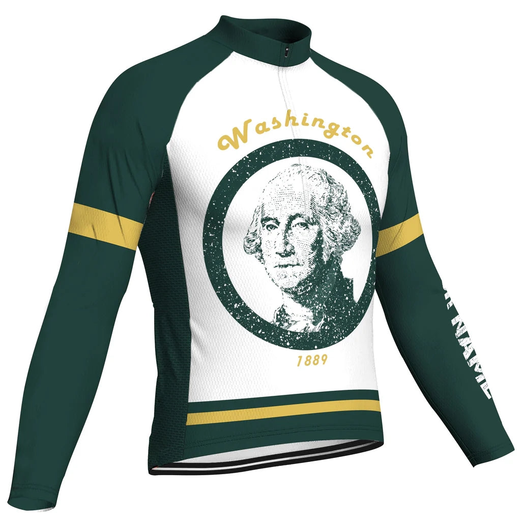 Customized Washington Men's Winter Thermal Fleece Cycling Jersey Long Sleeve