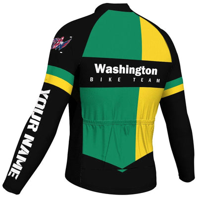 Customized Washington Men's Winter Thermal Fleece Cycling Jersey Long Sleeve