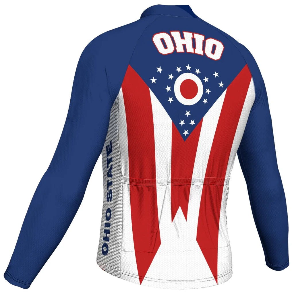 Customized Ohio Men's Winter Thermal Fleece Cycling Jersey Long Sleeve