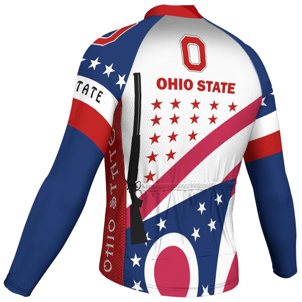 Customized Ohio Men's Winter Thermal Fleece Cycling Jersey Long Sleeve