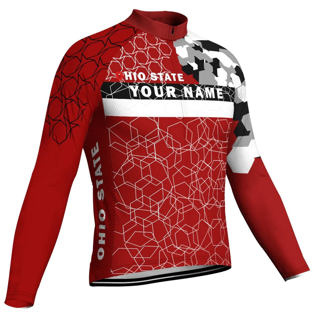 Customized Ohio Men's Winter Thermal Fleece Cycling Jersey Long Sleeve
