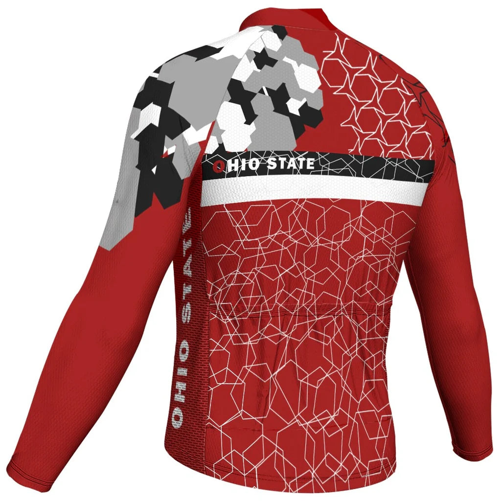 Customized Ohio Men's Winter Thermal Fleece Cycling Jersey Long Sleeve