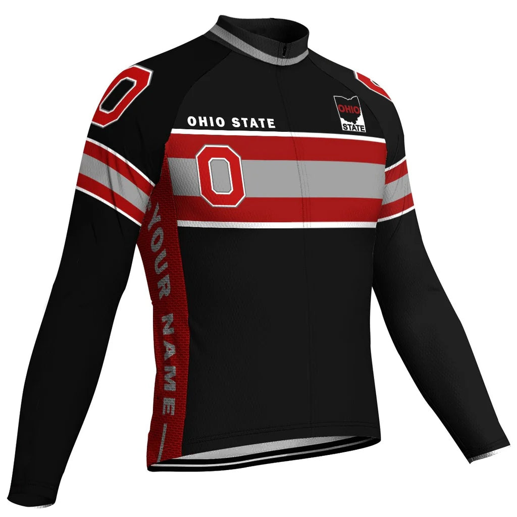 Customized Ohio Men's Winter Thermal Fleece Cycling Jersey Long Sleeve