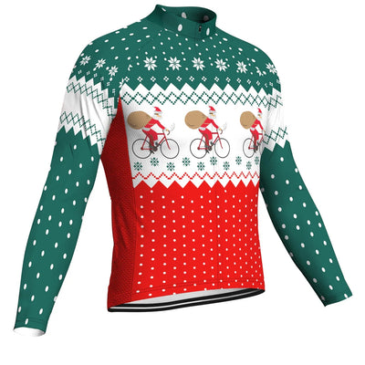 Customized Collection-Customized Christma Men's Winter Thermal Fleece Cycling Jersey Long Sleeve