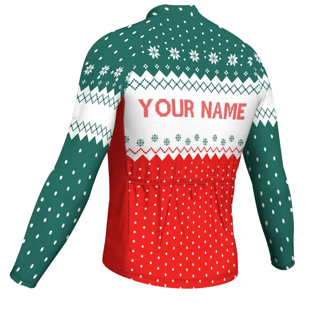 Customized Collection-Customized Christma Men's Winter Thermal Fleece Cycling Jersey Long Sleeve
