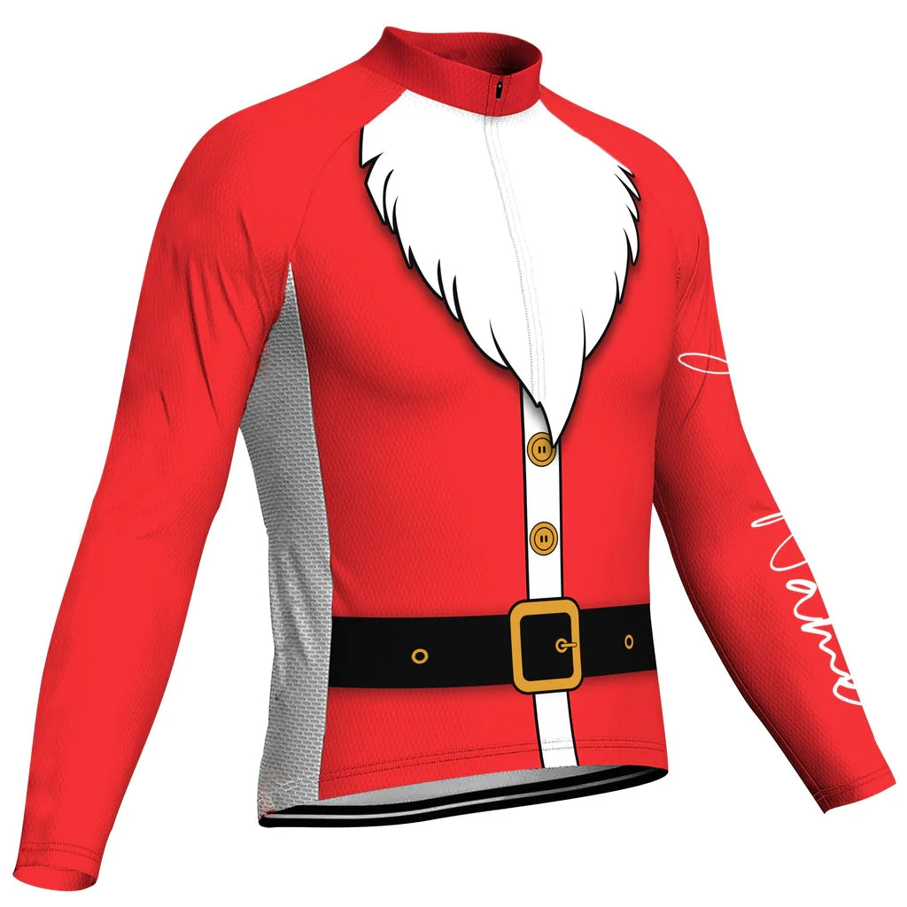 Customized Collection-Customized Christma Men's Winter Thermal Fleece Cycling Jersey Long Sleeve