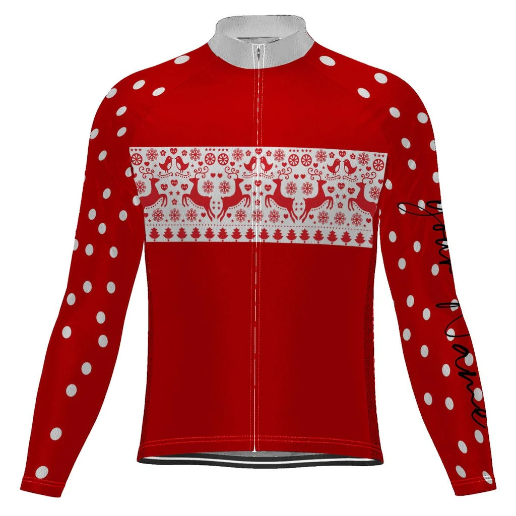 Customized Collection-Customized Christma Men's Winter Thermal Fleece Cycling Jersey Long Sleeve