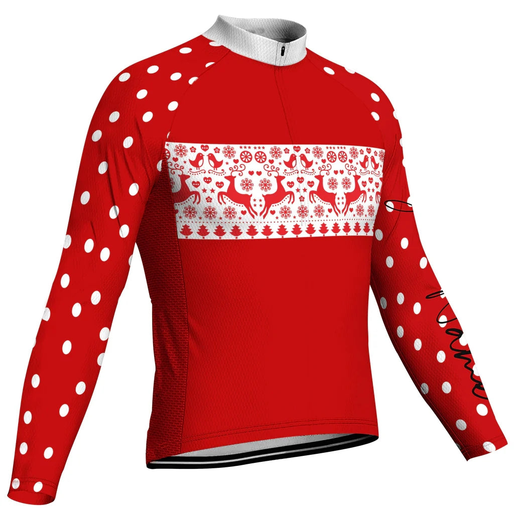 Customized Collection-Customized Christma Men's Winter Thermal Fleece Cycling Jersey Long Sleeve