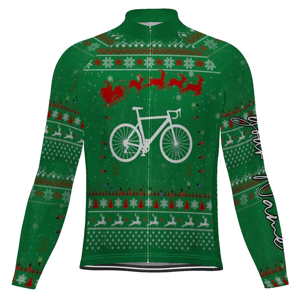 Customized Collection-Customized Christma Men's Winter Thermal Fleece Cycling Jersey Long Sleeve
