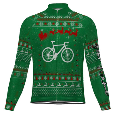 Customized Collection-Customized Christma Men's Winter Thermal Fleece Cycling Jersey Long Sleeve