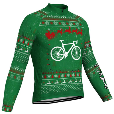 Customized Collection-Customized Christma Men's Winter Thermal Fleece Cycling Jersey Long Sleeve