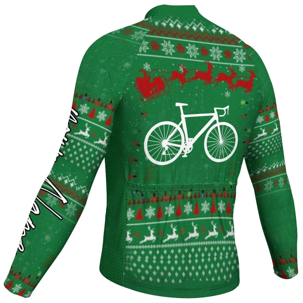 Customized Collection-Customized Christma Men's Winter Thermal Fleece Cycling Jersey Long Sleeve
