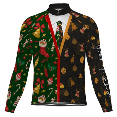 Customized Collection-Customized Christma Men's Winter Thermal Fleece Cycling Jersey Long Sleeve