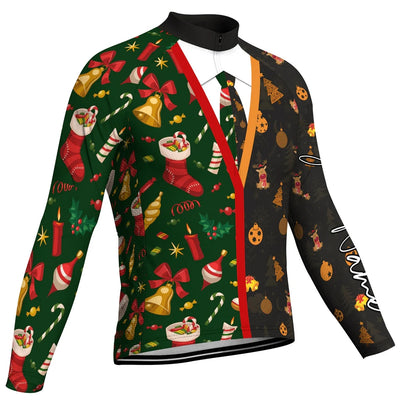Customized Collection-Customized Christma Men's Winter Thermal Fleece Cycling Jersey Long Sleeve