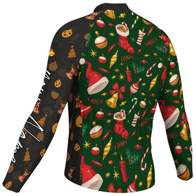 Customized Collection-Customized Christma Men's Winter Thermal Fleece Cycling Jersey Long Sleeve