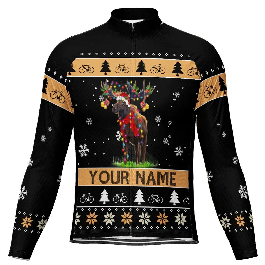 Customized Collection-Customized Christma Men's Winter Thermal Fleece Cycling Jersey Long Sleeve