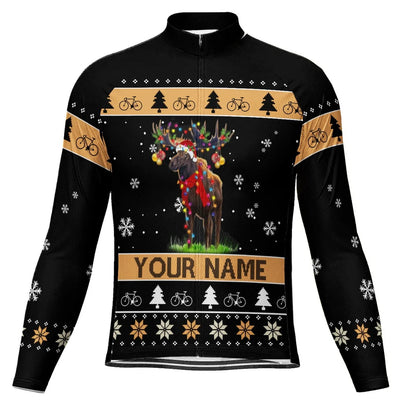 Customized Collection-Customized Christma Men's Winter Thermal Fleece Cycling Jersey Long Sleeve