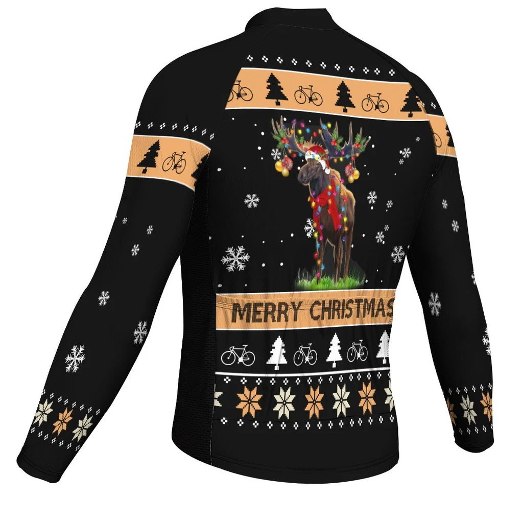 Customized Collection-Customized Christma Men's Winter Thermal Fleece Cycling Jersey Long Sleeve