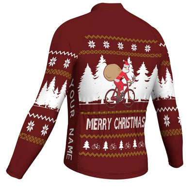 Customized Collection-Customized Christma Men's Winter Thermal Fleece Cycling Jersey Long Sleeve