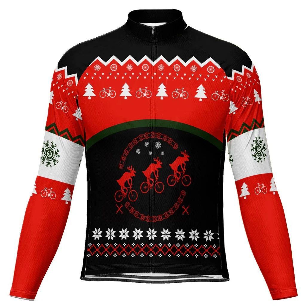 Customized Collection-Customized Christma Men's Winter Thermal Fleece Cycling Jersey Long Sleeve