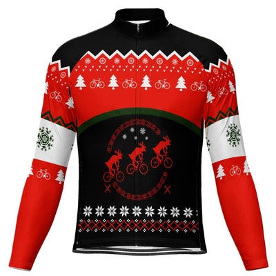 Customized Collection-Customized Christma Men's Winter Thermal Fleece Cycling Jersey Long Sleeve