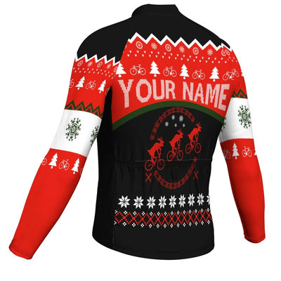 Customized Collection-Customized Christma Men's Winter Thermal Fleece Cycling Jersey Long Sleeve