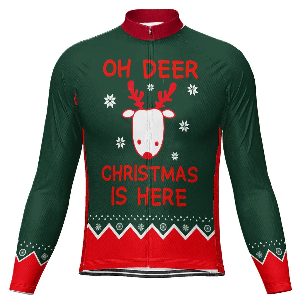 Customized Collection-Customized Christma Men's Winter Thermal Fleece Cycling Jersey Long Sleeve