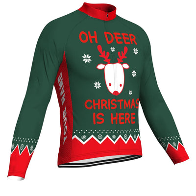 Customized Collection-Customized Christma Men's Winter Thermal Fleece Cycling Jersey Long Sleeve