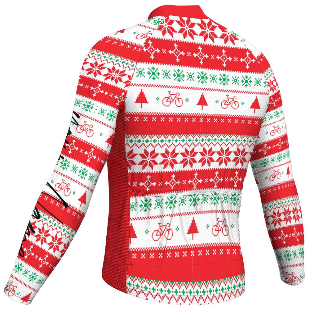 Customized Collection-Customized Christma Men's Winter Thermal Fleece Cycling Jersey Long Sleeve