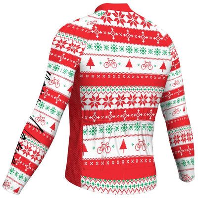 Customized Collection-Customized Christma Men's Winter Thermal Fleece Cycling Jersey Long Sleeve