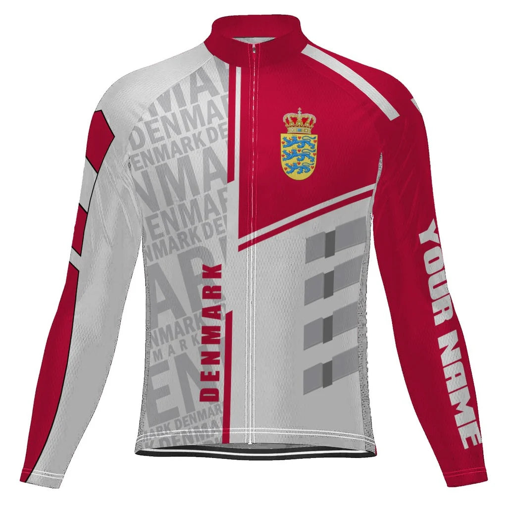 Customized Denmark Men's Winter Thermal Fleece Cycling Jersey Long Sleeve