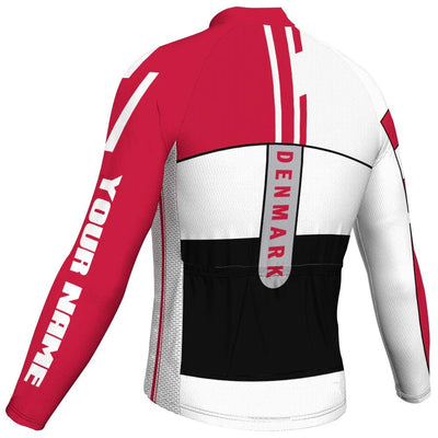 Customized Denmark Men's Winter Thermal Fleece Cycling Jersey Long Sleeve