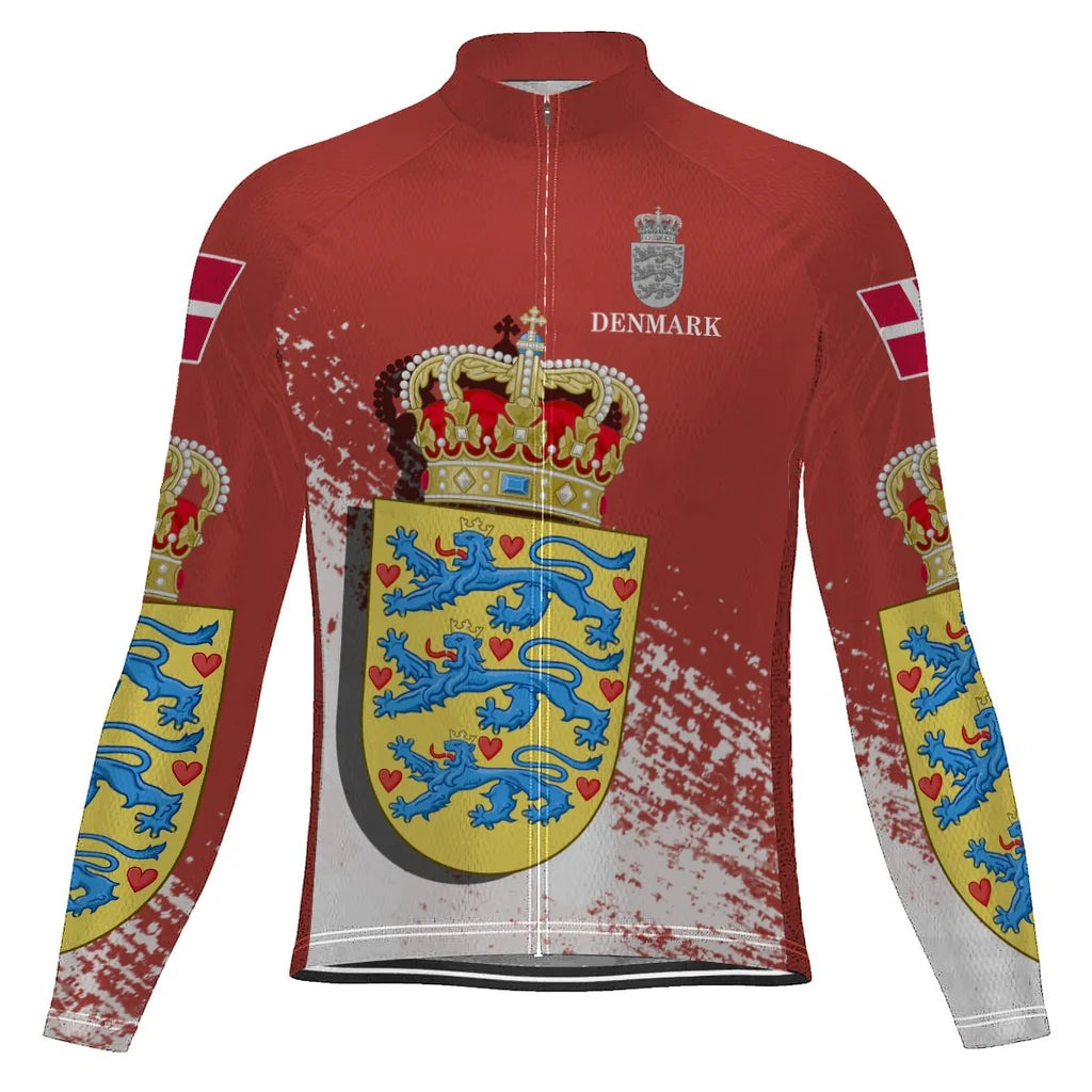 Customized Denmark Men's Winter Thermal Fleece Cycling Jersey Long Sleeve