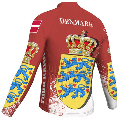 Customized Denmark Men's Winter Thermal Fleece Cycling Jersey Long Sleeve