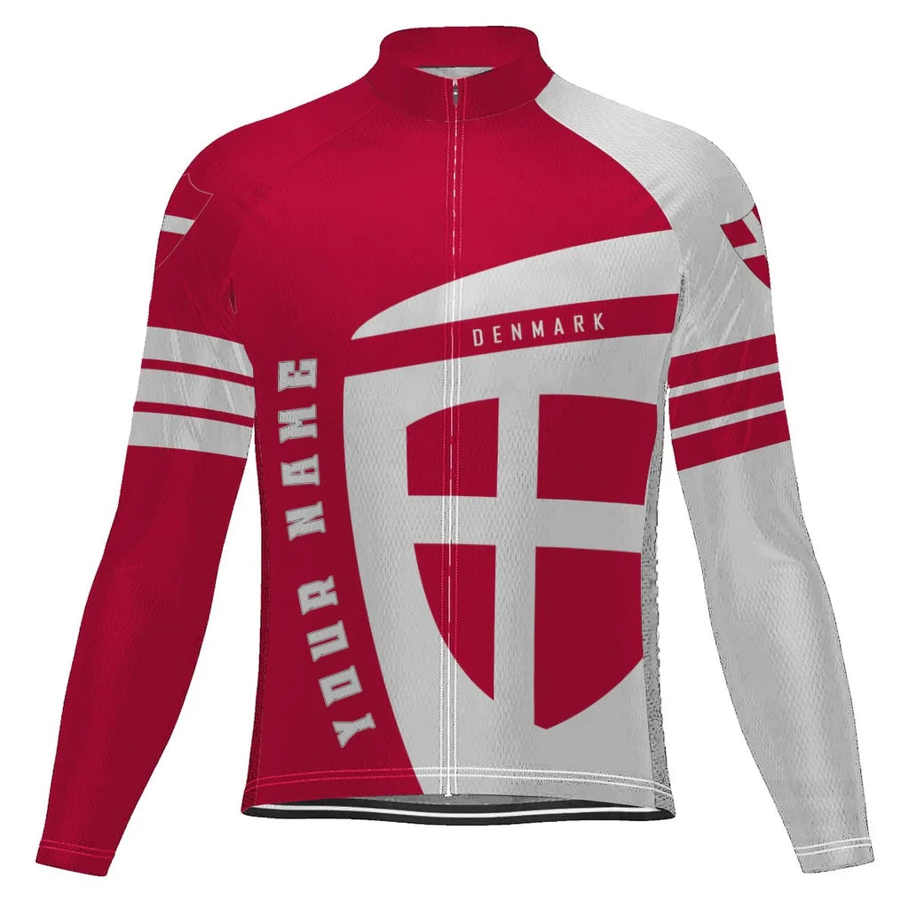 Customized Denmark Men's Winter Thermal Fleece Cycling Jersey Long Sleeve