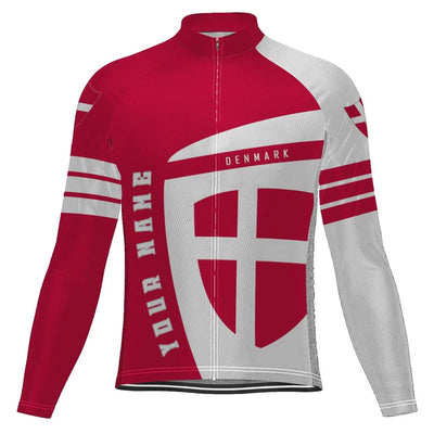 Customized Denmark Men's Winter Thermal Fleece Cycling Jersey Long Sleeve
