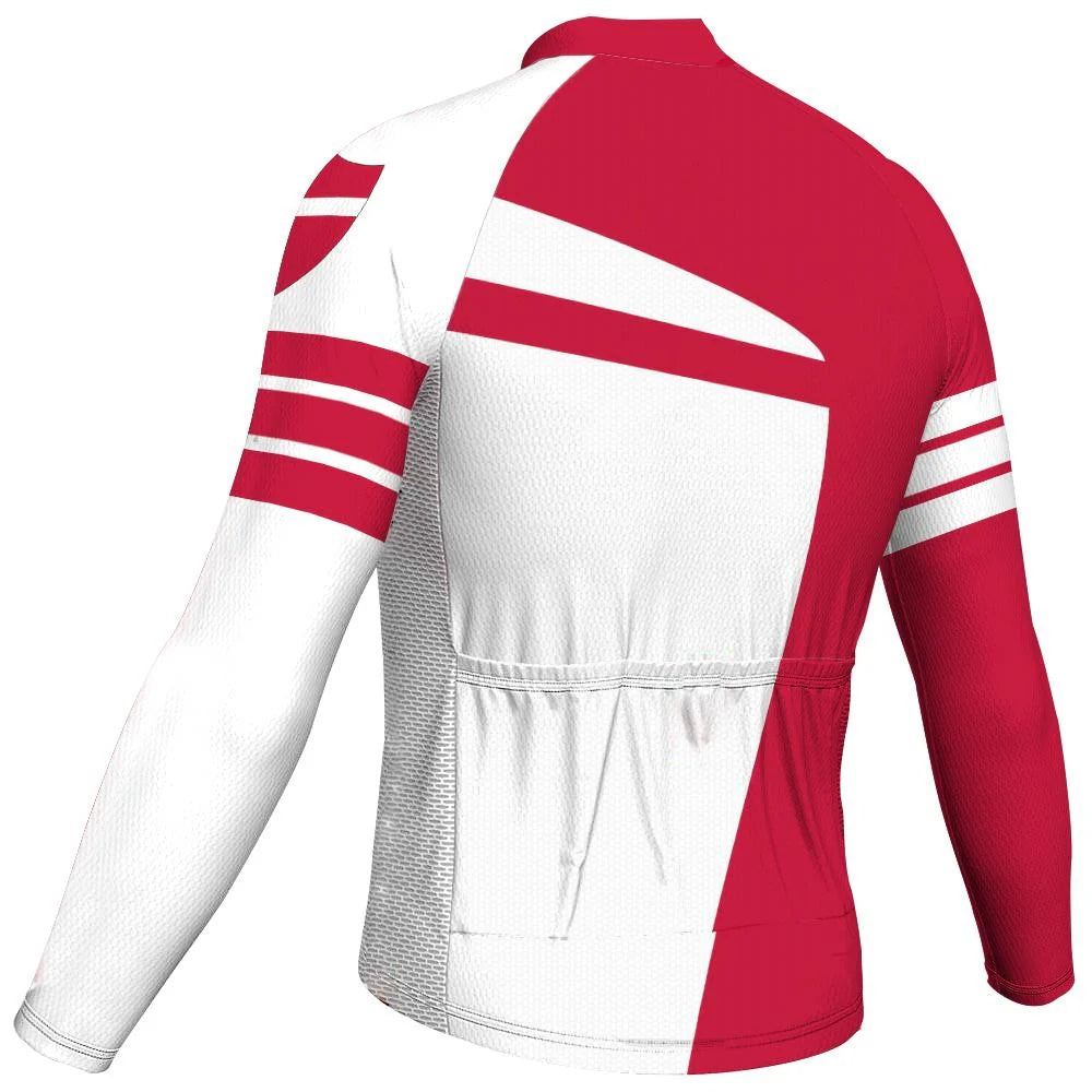 Customized Denmark Men's Winter Thermal Fleece Cycling Jersey Long Sleeve