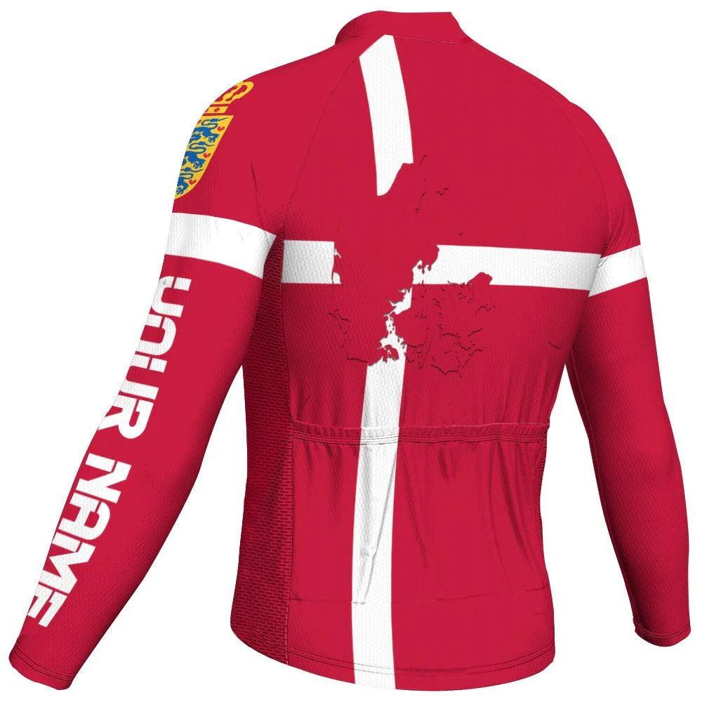 Customized Denmark Men's Winter Thermal Fleece Cycling Jersey Long Sleeve