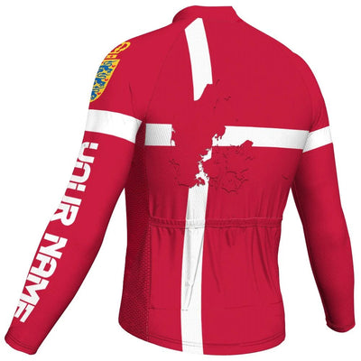 Customized Denmark Men's Winter Thermal Fleece Cycling Jersey Long Sleeve